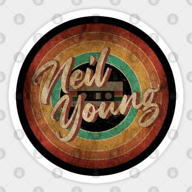 Neil Young Vintage Circle Art Sticker by antongg